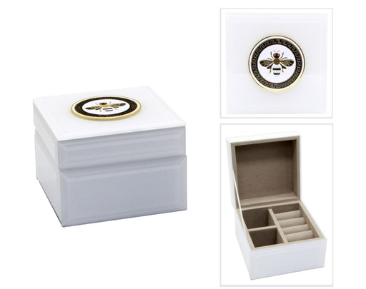    Jewellery-Box-Bee-White-Glass-11cm-GL065D