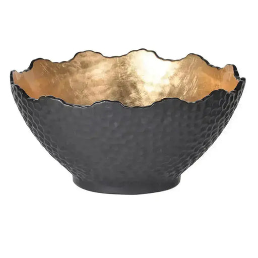 Black and Gold Large Bowl JJ Crown Design