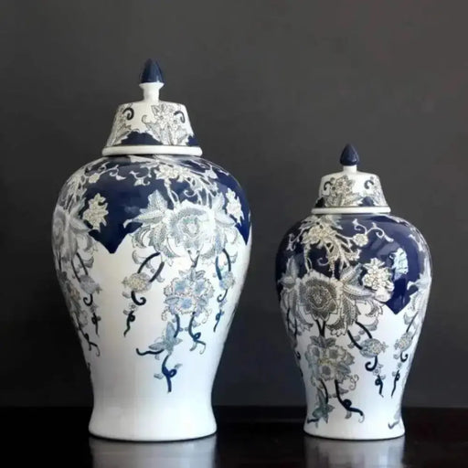 Blue & White Floral Ginger Jars JJ Crown Design