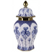 Blue and White Ginger Jar with Gold Trim 50cmH and 40cmH JJ Crown Design