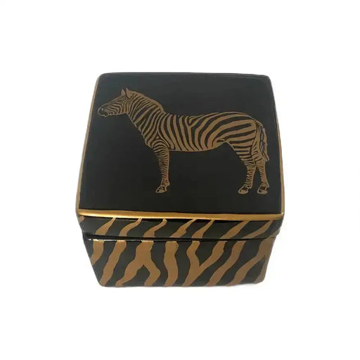 Ceramic Box with Lid in Zebra Design 11cmH JJ Crown Design
