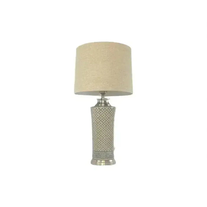 Ceramic Lamp base, Classic Design in Beige and Blue Patterns 52cmH JJ Crown Design