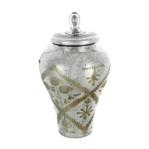 Glass Urn with Lid JJ Crown Design