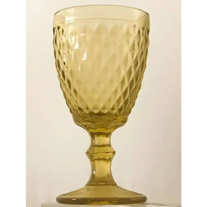 Glass Wine Goblet in Amber JJ Crown Design