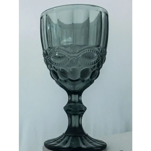 Glass Wine Goblet in Grey JJ Crown Design