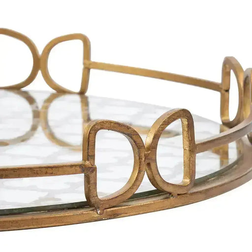 Gold Tray with Stirrups Detailing JJ Crown Design