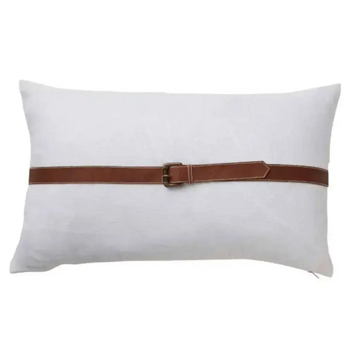Paloma Leather Linen Belt Cushion 30 x 50cm Paloma Living