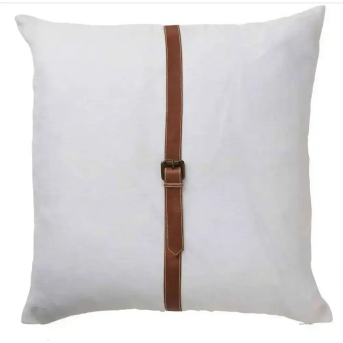 Paloma Leather Linen Belt Cushion 50 x 50cm Paloma Living