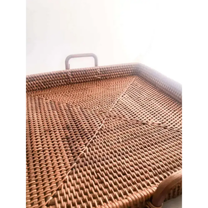 Rattan Square Tray with Handles JJ Crown Design